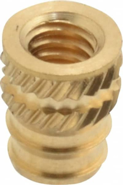 E-Z LOK DV-008-TH #8-32, 0.208" Small to 0.234" Large End Hole Diam, Brass Double Vane Tapered Hole Threaded Insert