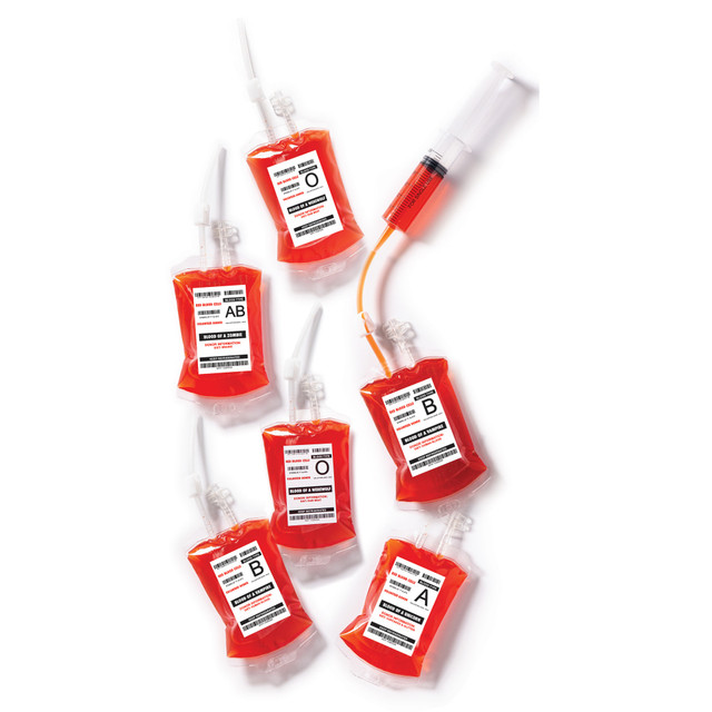 AMSCAN 350633  Halloween Blood Bag Drink Pouches, 12-1/2inH x 4inW, Pack Of 10 Pouches