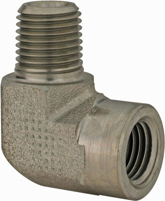 Parker KP79132 Industrial Pipe 90 ° Street Elbow: 1/8" Female Thread, 1/8" Male Thread, MNPTF x FNPTF