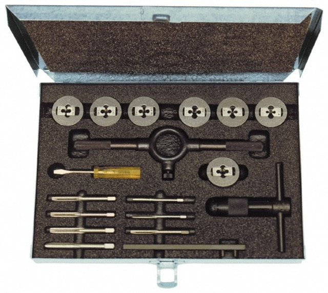 Cle-Line C00609 Tap & Die Set: #4-40 to 1/4-20 Taps, #4-40 to 1/4-20 Dies, UNC