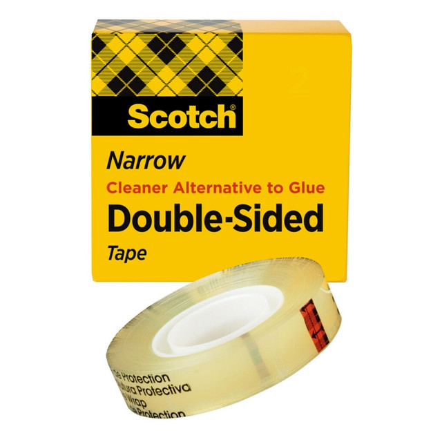 3M CO 665 Scotch 665 Permanent Double-Sided Tape, 1/2in x 900in, Clear