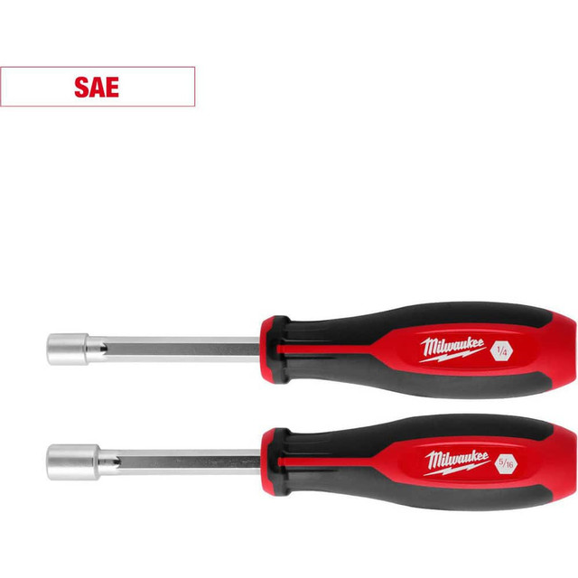 Milwaukee Tool 48-22-2442 Nutdriver Sets; Drive Size: 1/4 in; 5/16 in ; Handle Type: Tri-Lobe ; Shaft Type: Hollow ; Container Type: None ; Shaft Length (Inch): 2 ; Overall Length (Decimal Inch): 3.9400