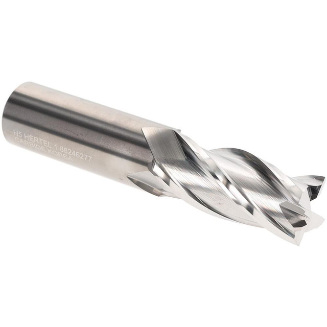 Hertel 750132 Square End Mill: 1" Dia, 4 Flutes, 2-1/4" LOC, Solid Carbide, 30 ° Helix