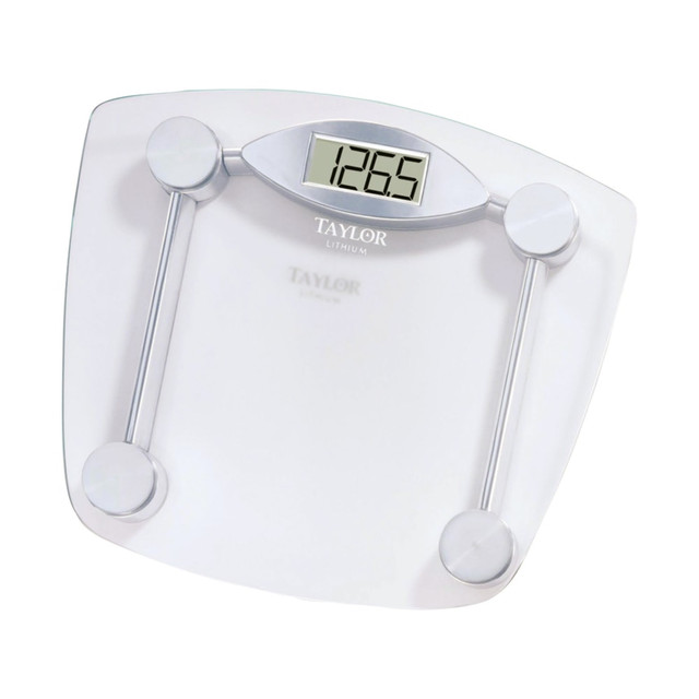 TAYLOR CORP 7506 Taylor Precision TAP7506 Chrome & Glass Lithium Digital Scale, 2-1/2inH x 11-3/4inW x 13inD, Chrome