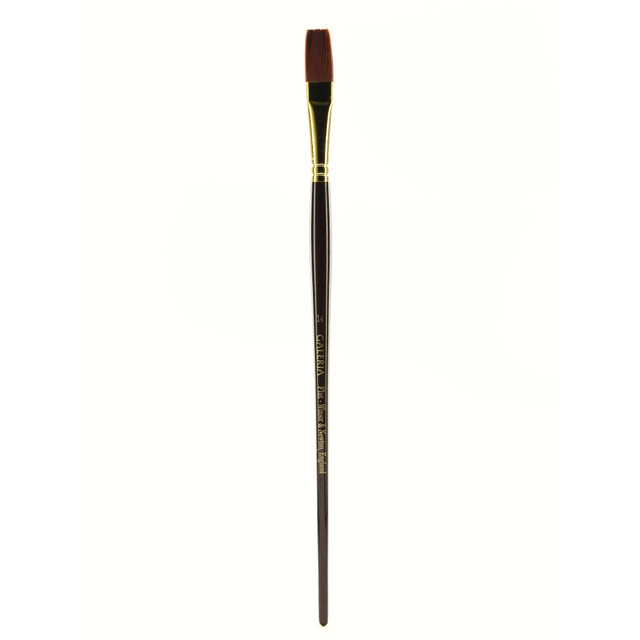 COLART FINE ART & GRAPHICS LTD. Winsor &amp; Newton 5736014 Winsor & Newton Galeria Long-Handle Paint Brush, Size 14, Flat Bristle, Polyester, Burgundy