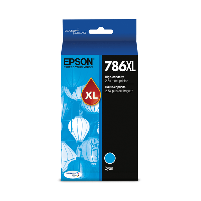 EPSON AMERICA INC. T786XL220-S Epson 786XL DuraBrite Cyan Ultra-High-Yield Ink Cartridge, T786XL220-S EPSON AMERICA INC. T786XL220-S Epson 786XL DuraBrite Cyan Ultra-High-Yield Ink Cartridge, T786XL220-S