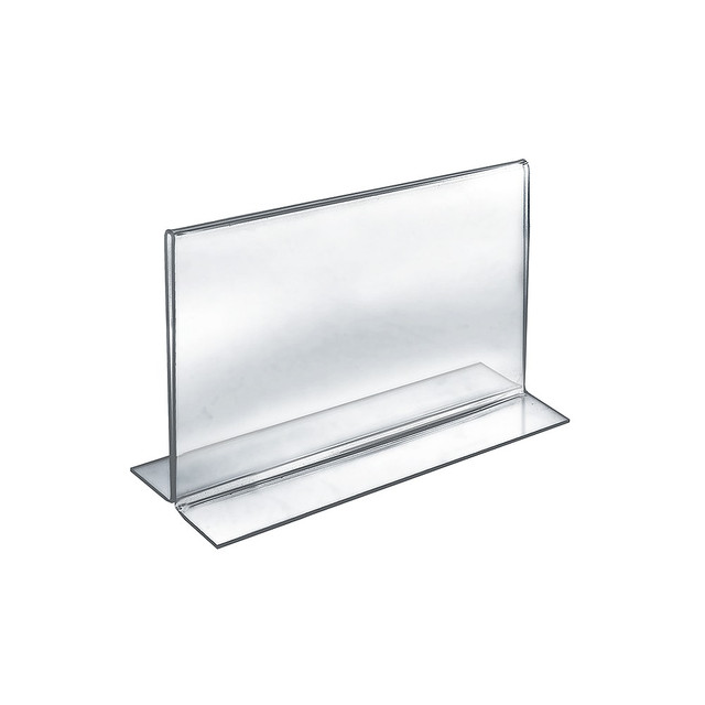 AZAR DISPLAYS 152715  Double-Foot Acrylic Sign Holders, 8 1/2in x 11in, Clear, Pack Of 10