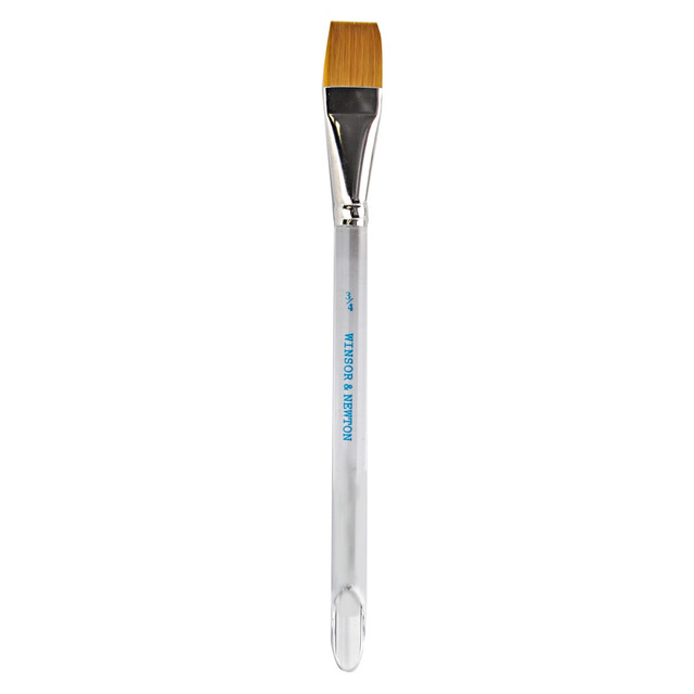 COLART FINE ART & GRAPHICS LTD. Winsor &amp; Newton 5466119 Winsor & Newton Series 995 Aquarelle Golden Nylon Paint Brush, 3/4in, Flat Wash Bristle, Nylon, Clear