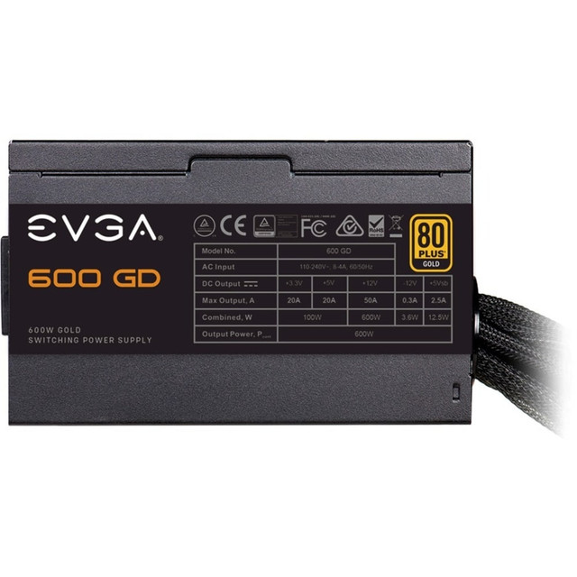 EVGA CORPORATION EVGA 100-GD-0600-V1  600 GD Power Supply - Internal - 120 V AC, 230 V AC Input - 3.3 V DC, 5 V DC, 12 V DC Output - 600 W - 1 +12V Rails - 1 Fan(s) - 92% Efficiency