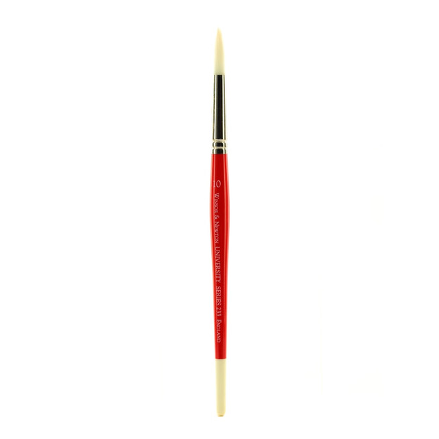 COLART FINE ART & GRAPHICS LTD. Winsor &amp; Newton 5423010 Winsor & Newton University Series Short-Handle Paint Brush, Size 10, Round Bristle, Red