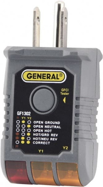 General GF1302 120 VAC Max Voltage, Receptacle Tester with GFCI