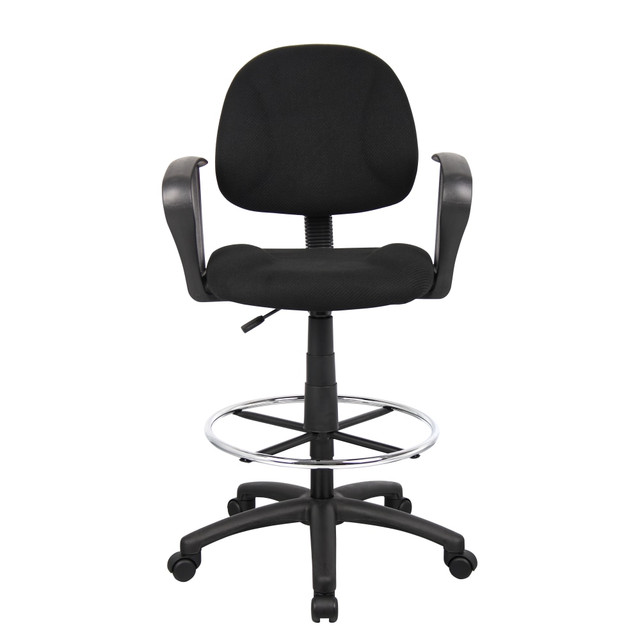 NORSTAR OFFICE PRODUCTS INC. B1617-BK Boss Office Products Drafting Stool, With Arms, Black/Chrome