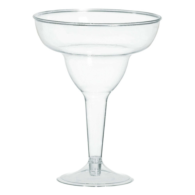 AMSCAN CO INC 350102.86 Amscan Plastic Margarita Glasses, 11 Oz, Clear, 20 Glasses Per Pack, Case Of 2 Packs