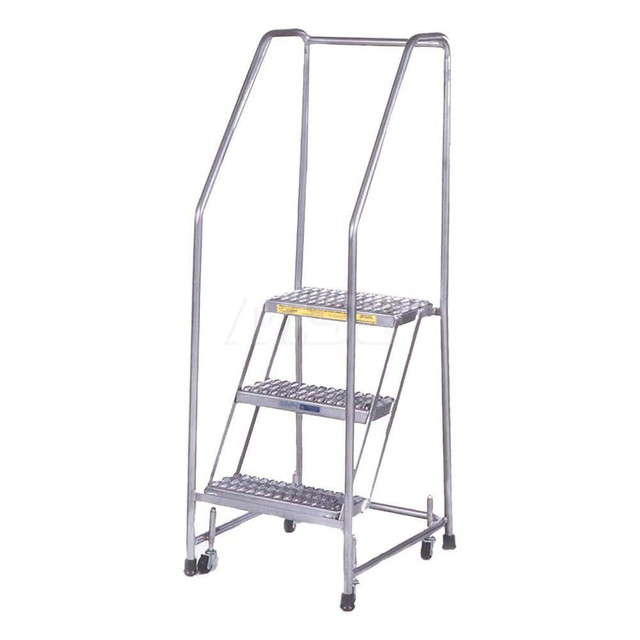 Ballymore A6SH30G74425695 Aluminum Step Rolling Ladder: 57" Platform, 350 lb Capacity, 6 Step, 30" Base