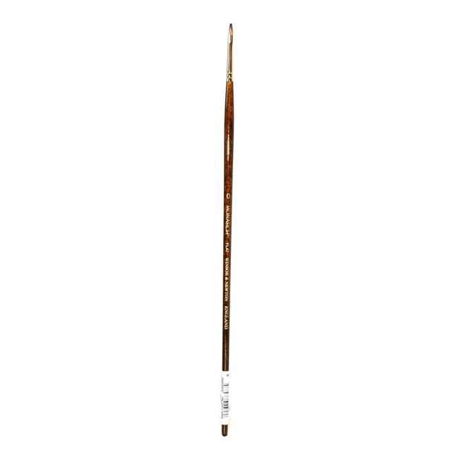 COLART FINE ART & GRAPHICS LTD. Winsor &amp; Newton 5502000 Winsor & Newton Monarch Long-Handle Paint Brush, Size 0, Flat Bristle, Synthetic, Brown