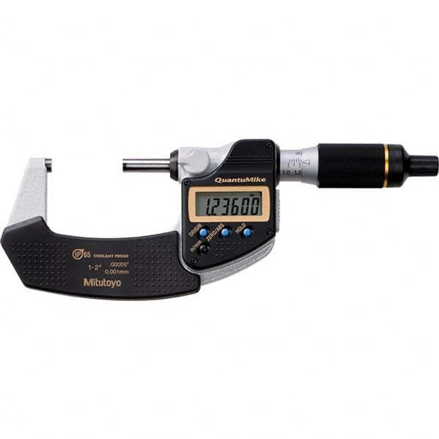 Mitutoyo 293-186-30CAL Electronic Outside Micrometer: 2", Carbide Tipped Measuring Face, IP65