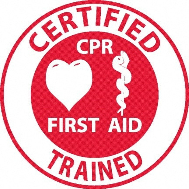 AccuformNMC HH65R Pack of 25 Certified CPR First Aid Trained, Hard Hat Labels