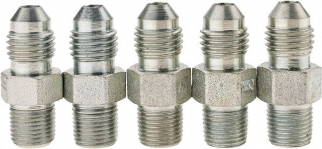 Brennan BD-10300 Steel Flared Tube Connector: 1/4" Tube OD, 7/16-20 x 1/8-27 Thread, 37 ° Flared Angle