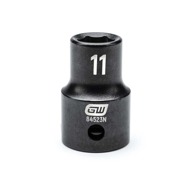 GEARWRENCH 84523N Impact Socket: 1/2" Drive, 11mm Socket, Hex Drive