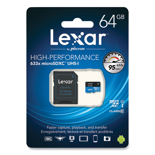 LEXAR MEDIA INC. MI64GBBNL633 microSDXC Memory Card, UHS-I U1 Class 10, 64 GB