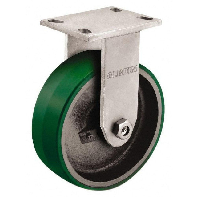 Albion 81PY10501R Rigid Top Plate Caster: Polyurethane, 10" Wheel Dia, 3" Wheel Width, 2,000 lb Capacity, 11-1/2" OAH