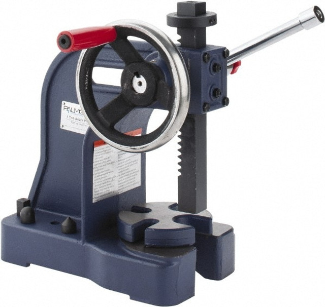 Palmgren 9661101 Pneumatic Arbor Press: 1" Ram, 4" Throat Depth, 1 Ton Pressure, 5-1/2" Max Work Height