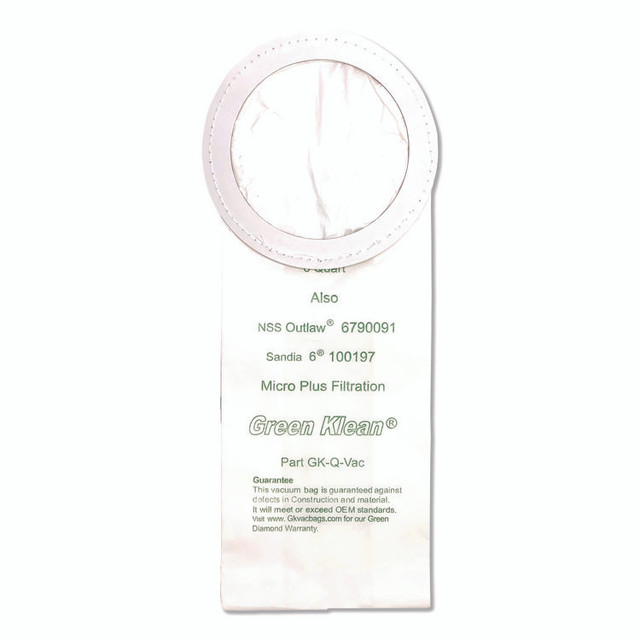 GREEN KLEAN QVACP Replacement Vacuum Bags, Fits NSS Outlaw/ProTeam QuarterVac/Sandia/Sanitaire, 10/Pack