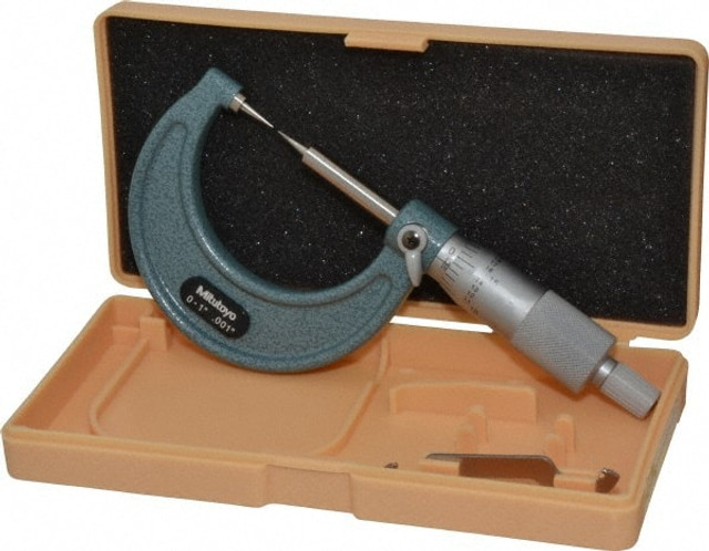 Mitutoyo 112-189 1 Inch, 38mm Throat Depth, Ratchet Stop, Mechanical Point Micrometer