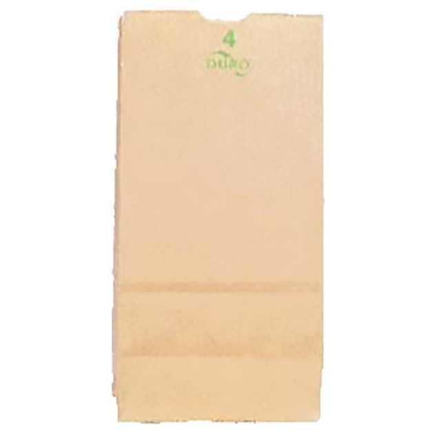 DURO BAG MFG. CO. 18404 Duro Novolex #4 Paper Bags, 9 3/4inH x 5inW x 3 1/8inD, Kraft, Pack Of 500