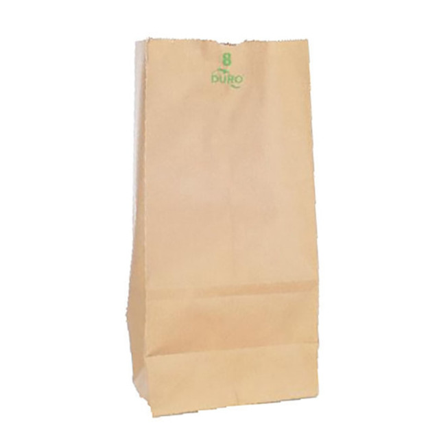 DURO BAG MFG. CO. 18408 Duro Novolex #8 Paper Bags, 12 7/16inH x 6 1/8inW x 4 1/8inD, Kraft, Pack Of 500