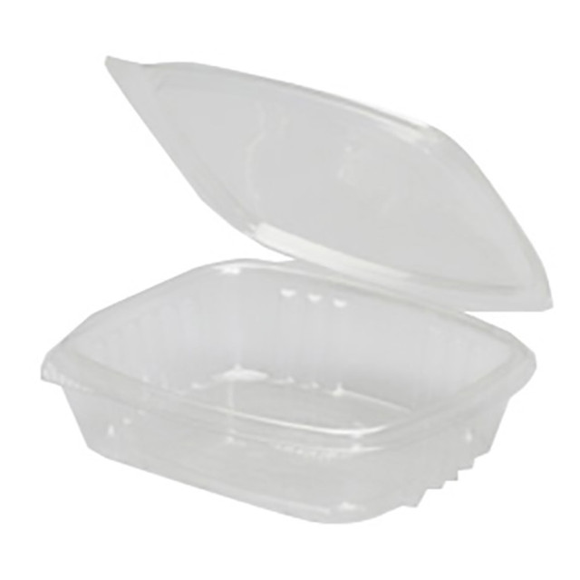 Genpak AD08  Plastic Hinged Deli Food Containers, Rectangle, 8 Oz, Case Of 200