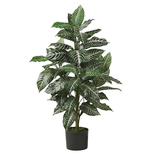 MITA 6542 Nearly Natural 3ftH Zebra Silk Plant With Planter