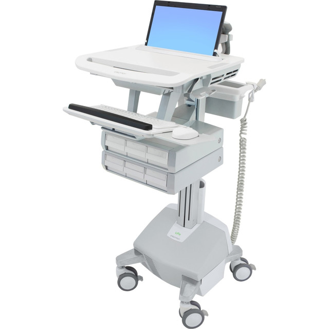 ERGOTRON SV44-1162-1  StyleView Cart Desk Workstation 50-1/2inH x 17-1/2inW x 30-3/4inD, White/Gray