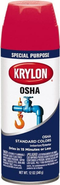 Krylon K02116777 Enamel Spray Paint: OSHA Red, Gloss, 12 oz