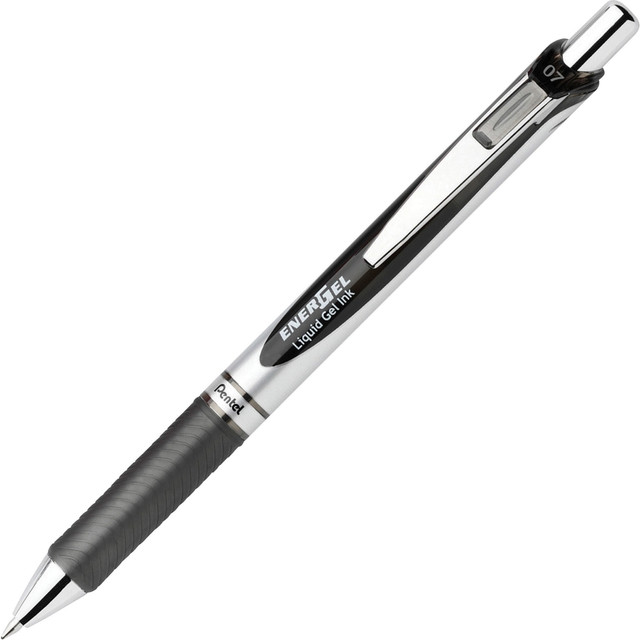 PENTEL OF AMERICA, LTD. BL77A Pentel EnerGel RTX Liquid Gel Pen, Medium Point, 0.7 mm, Silver Barrel, Black Ink