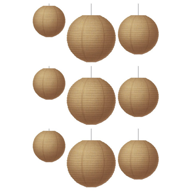 EDUCATORS RESOURCE Teacher Created Resources TCR77228-3  Paper Lanterns, Burlap Brown, 3 Lanterns Per Pack, Set Of 3 Packs