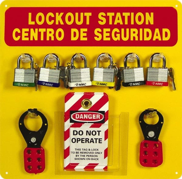 AccuformNMC LOB1YBI Backboard Lockout Station: Empty, 6 Max Locks, Plexiglass Station