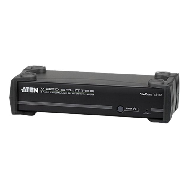 ATEN TECHNOLOGIES ATEN VS172  VanCryst 2-Port DVI Dual Link Splitter with Audio-TAA Compliant - Audio Line In - Audio Line Out - DVI In - DVI Out - Serial Port