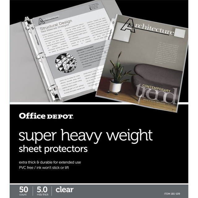 OFFICE DEPOT 181109  Brand Super Heavyweight Sheet Protectors, 8-1/2in x 11in, Clear, Pack Of 50