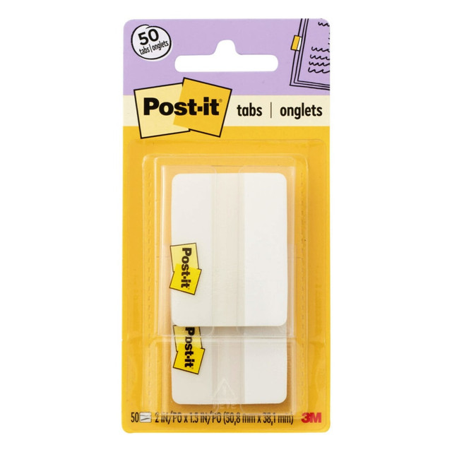 3M CO 686F-50WH Post-it Durable Tabs, 2 in. x 1.5 in., Pack of 50 Tabs White