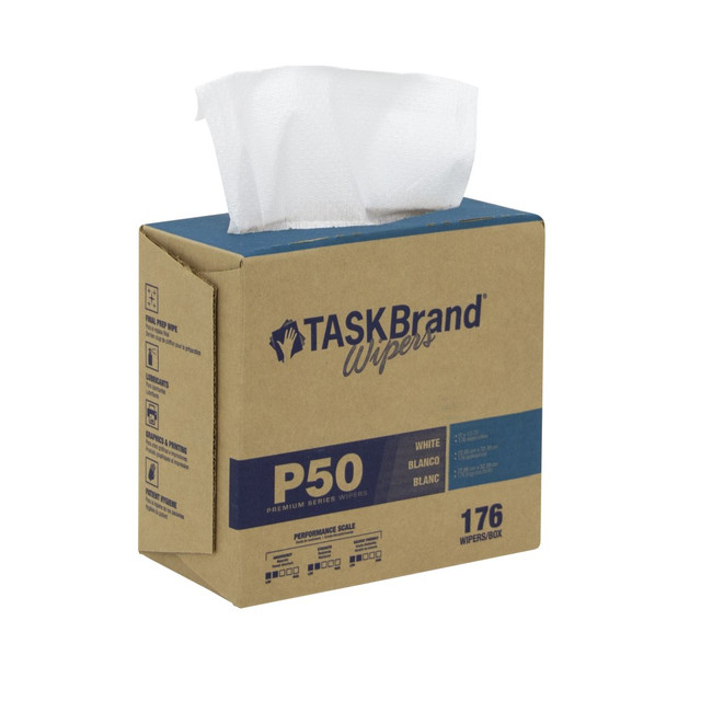 THE TRANZONIC COMPANIES N-P050IDW2 Hospeco TaskBrand P50 Premium Series Hydrospun Wipers, 9inH x 12-3/4inD, White, 176 Sheets Per Box, 10 Boxes Per Case THE TRANZONIC COMPANIES N-P050IDW2 Hospeco TaskBrand P50 Premium Series Hydrospun Wipers, 9inH x 12-3/4inD, White, 176 Sheets Per Box, 10 Boxes Per Case