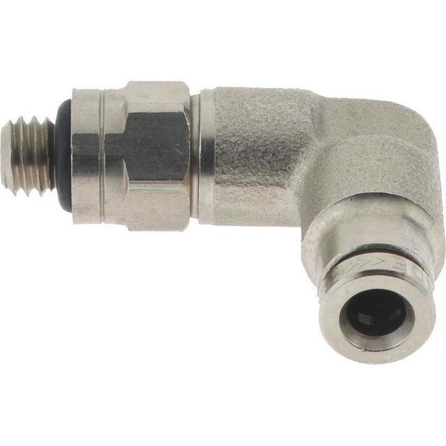 Norgren 124470110 Push-To-Connect Tube to Male & Tube to Male UNF Tube Fitting: Pneufit Swivel Male Elbow, #10-32 Thread, 1/8" OD