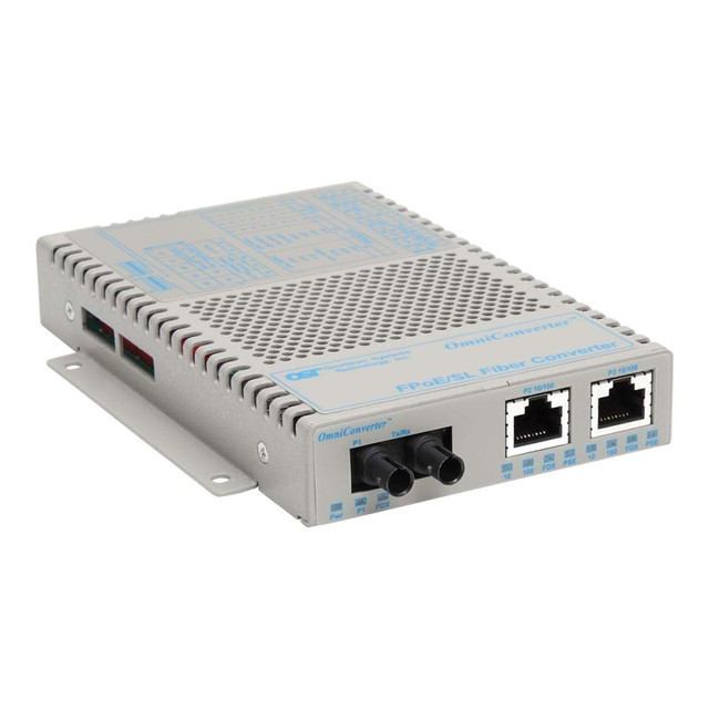 OMNITRON SYSTEMS TECHNOLOGY, INC. 9341-1-21W Omnitron OmniConverter FPoE/SL - Fiber media converter - 100Mb LAN - 10Base-T, 100Base-FX, 100Base-TX - RJ-45 / ST single-mode - up to 18.6 miles - 1310 nm