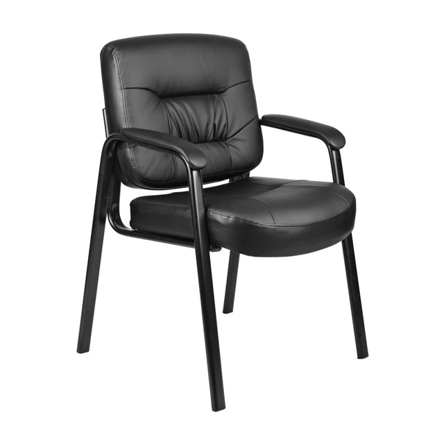 NORSTAR OFFICE PRODUCTS INC. B7509 Boss Office Products LeatherPlus Bonded Leather Mid-Back Guest Chair, Black NORSTAR OFFICE PRODUCTS INC. B7509 Boss Office Products LeatherPlus Bonded Leather Mid-Back Guest Chair, Black