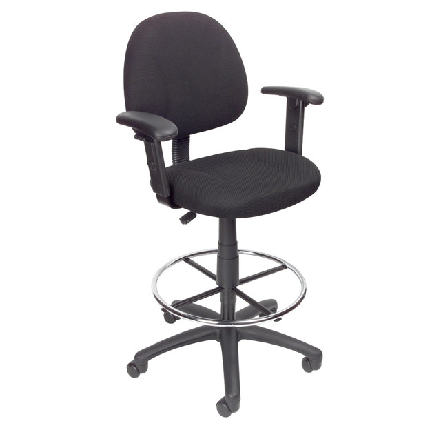 NORSTAR OFFICE PRODUCTS INC. B1616-BK Boss Office Products Drafting Stool, Adjustable Arms, Black, B1616-BK