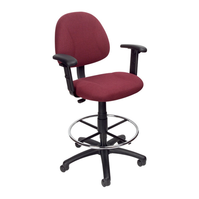 NORSTAR OFFICE PRODUCTS INC. B1616-BY Boss Office Products Drafting Stool, Adjustable Arms, Burgundy, B1616-BY