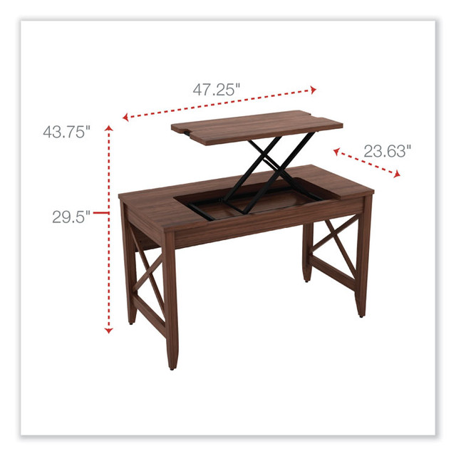 ALERA LD4824WA Sit-to-Stand Table Desk, 47.25" x 23.63" x 29.5" to 43.75", Modern Walnut