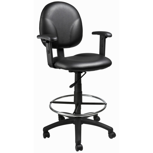 NORSTAR OFFICE PRODUCTS INC. B1691-CS Boss Office Products Drafting Stool With Antimicrobial Protection, Adjustable Arms, Footring, Black NORSTAR OFFICE PRODUCTS INC. B1691-CS Boss Office Products Drafting Stool With Antimicrobial Protection, Adjustable Arms, Footring, Black