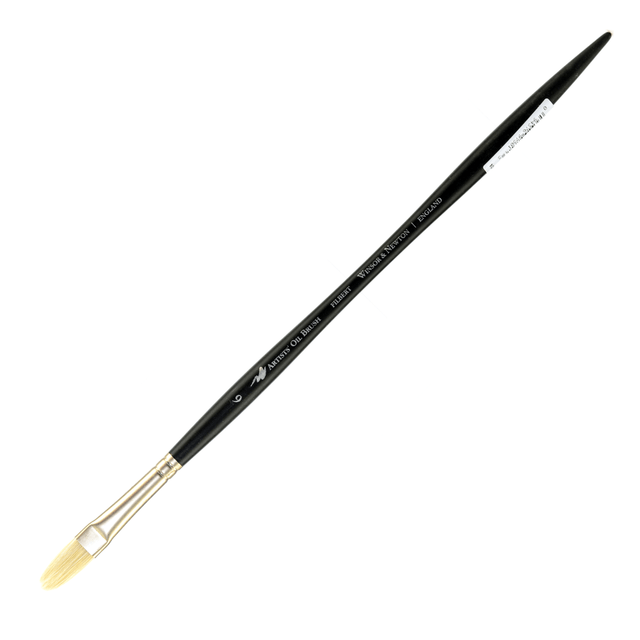 COLART FINE ART & GRAPHICS LTD. 5903006 Winsor & Newton Artists Oil Paint Brush, Size 6, Filbert Bristle, Hog Hair, Black