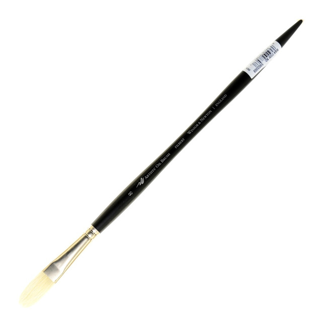 COLART FINE ART & GRAPHICS LTD. Winsor &amp; Newton 5903008 Winsor & Newton Artists Oil Paint Brush, Size 8, Filbert Bristle, Hog Hair, Black